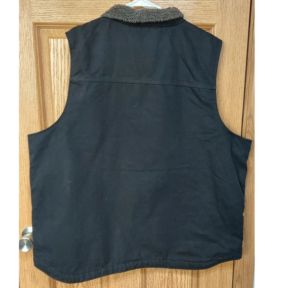Carhartt Mens XL Loose Fit Sherpa Lined Mock Neck Vest Black Cotton OV4277-M